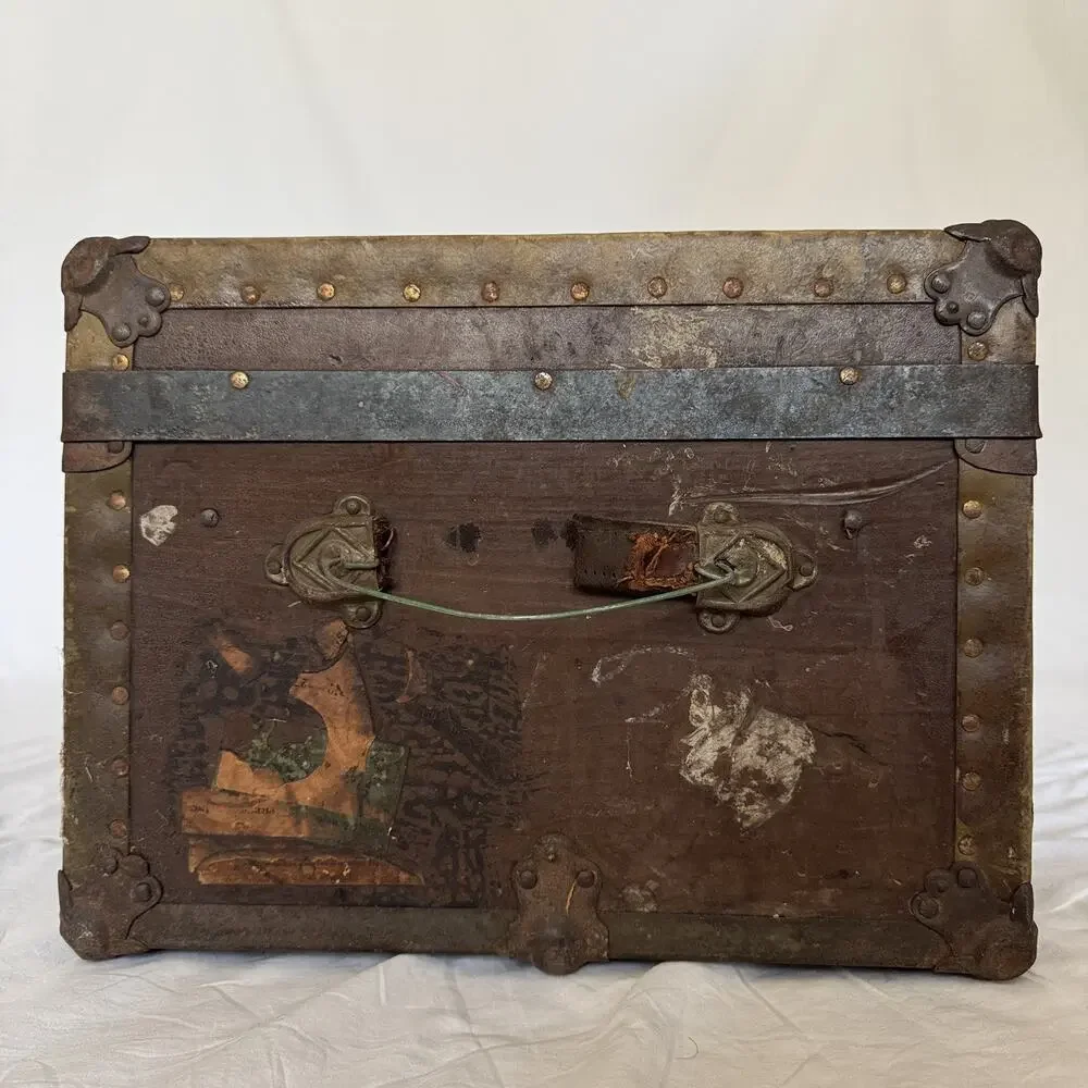 Antique 1928 Footlocker Trunk Named WWII Army Camp Beale Baylor Football Texas